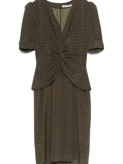 ALESSANDRA RICH Polka dot silk midi dress
