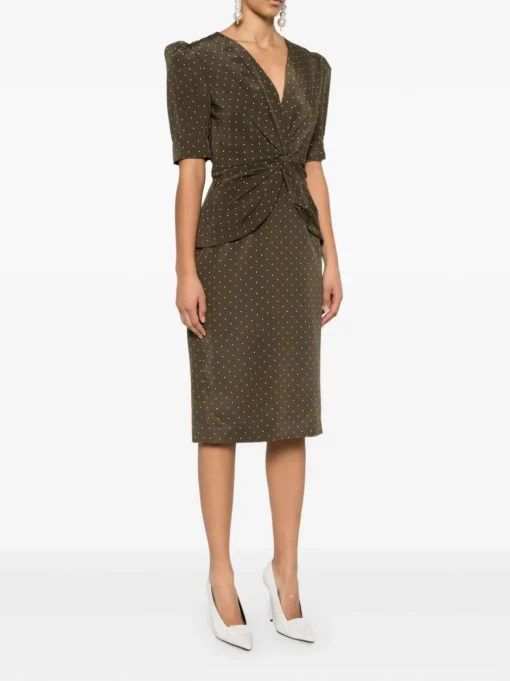ALESSANDRA RICH Polka dot silk midi dress