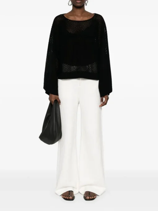 ALLUDE open knit sweater