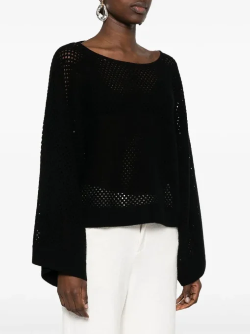 ALLUDE open knit sweater