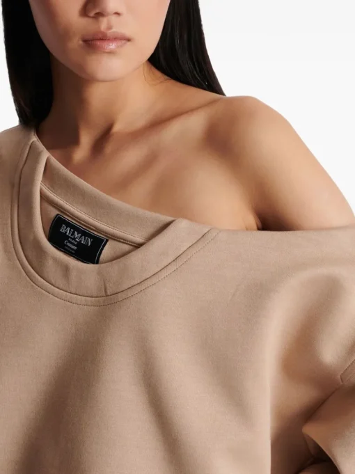 BALMAIN Asymmetric sweatshirt with open shoulders
