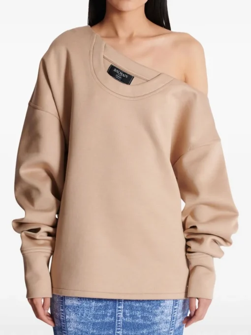 BALMAIN Asymmetric sweatshirt with open shoulders
