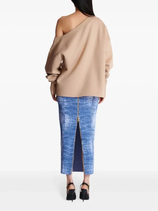 BALMAIN Asymmetric sweatshirt with open shoulders