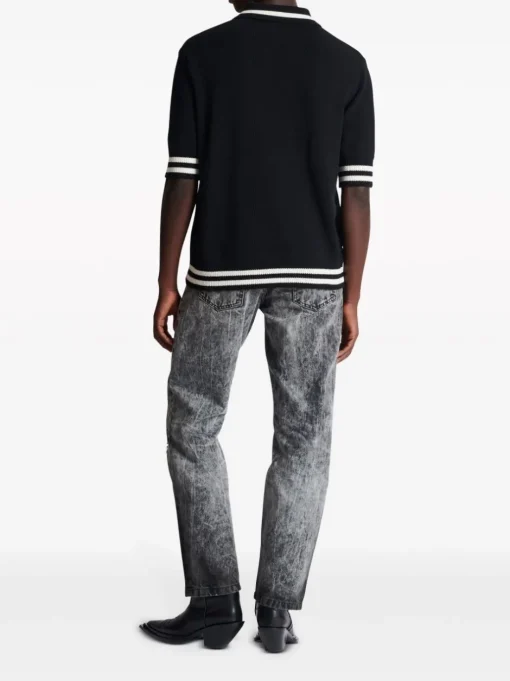 BALMAIN Striped polo shirt with embroidery