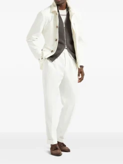 BRUNELLO CUCINELLI Ivory striped cotton knit T-shirt