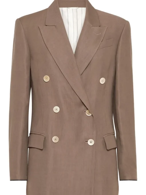 BRUNELLO CUCINELLI Twill blazer with Monili detail