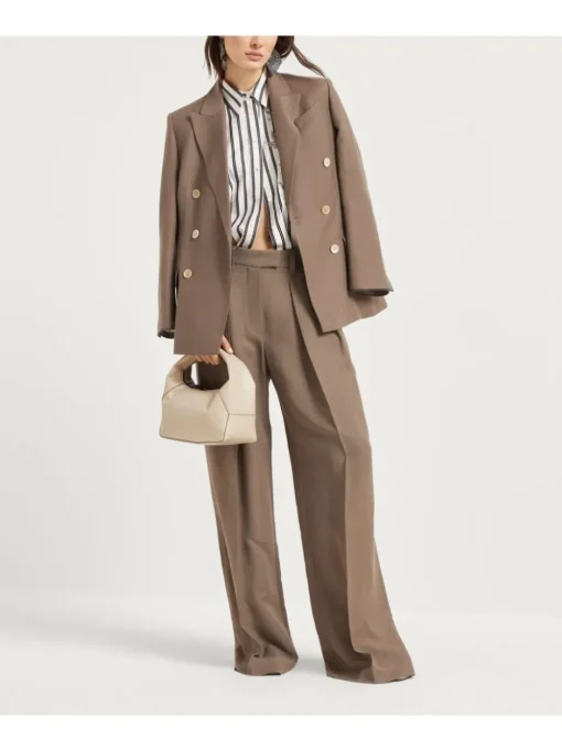 BRUNELLO CUCINELLI Twill blazer with Monili detail