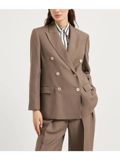 BRUNELLO CUCINELLI Twill blazer with Monili detail