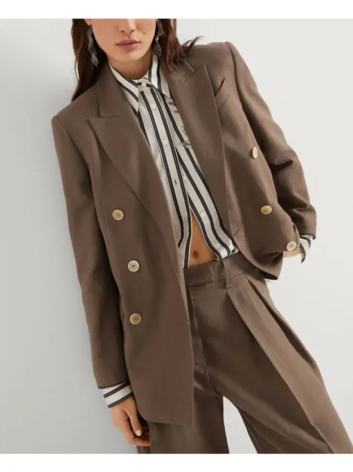 BRUNELLO CUCINELLI Twill blazer with Monili detail