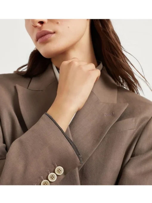 BRUNELLO CUCINELLI Twill blazer with Monili detail