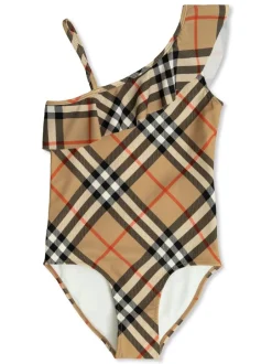 Kids BURBERRY KIDS Checked one-piece swimsuit