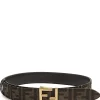 FENDI Cintura FF Cintura reversibile in pelle nera e tessuto FF