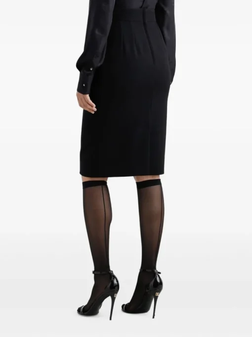 DOLCE & GABBANA Midi pencil skirt with logo plaque
