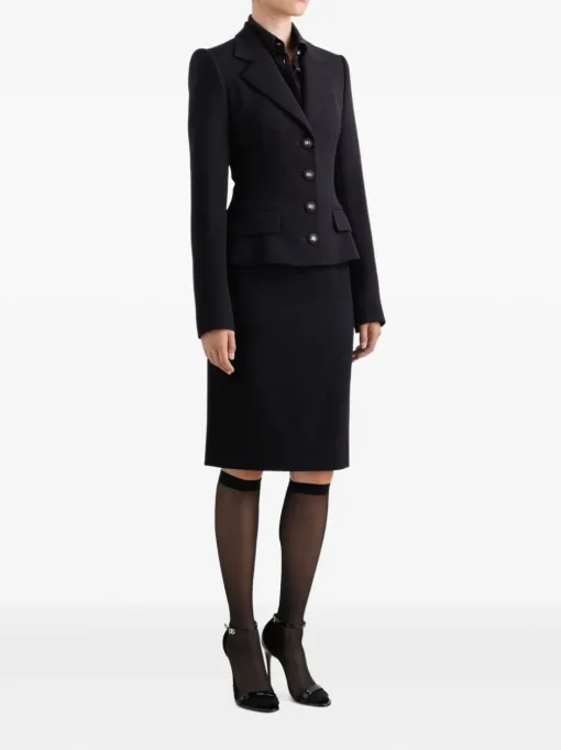 DOLCE & GABBANA Midi pencil skirt with logo plaque