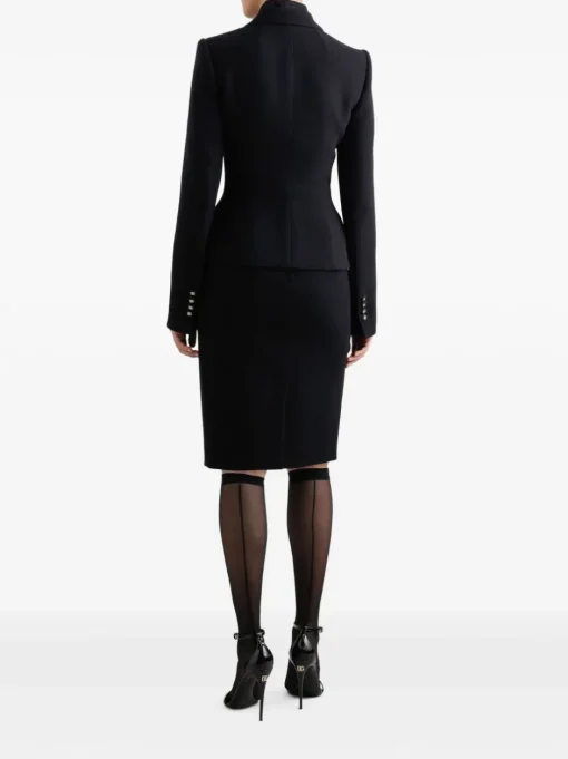 DOLCE & GABBANA Midi pencil skirt with logo plaque