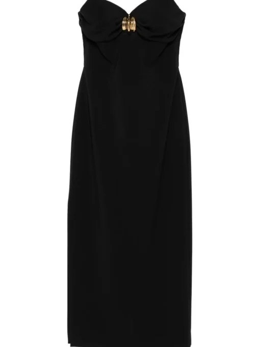 ELISABETTA FRANCHI Crepe midi dress with bow