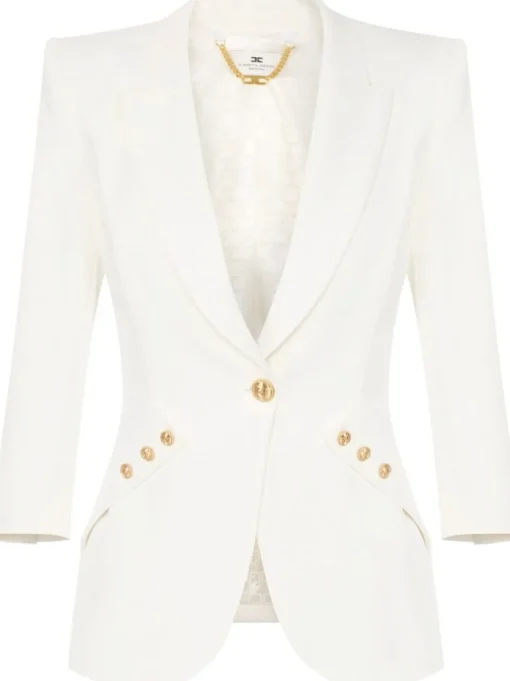 ELISABETTA FRANCHI Crepe blazer with logo buttons