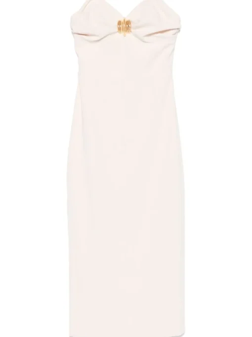 ELISABETTA FRANCHI Crepe midi dress with bow