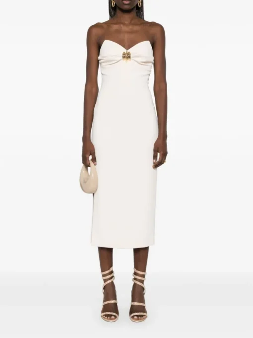 ELISABETTA FRANCHI Crepe midi dress with bow
