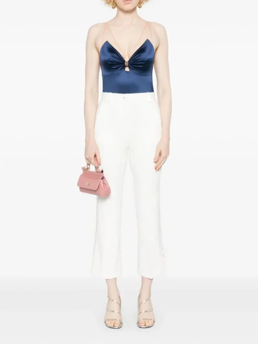 ELISABETTA FRANCHI crepe trousers with satin bands