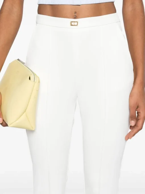 ELISABETTA FRANCHI Crepe trousers with logo plaque