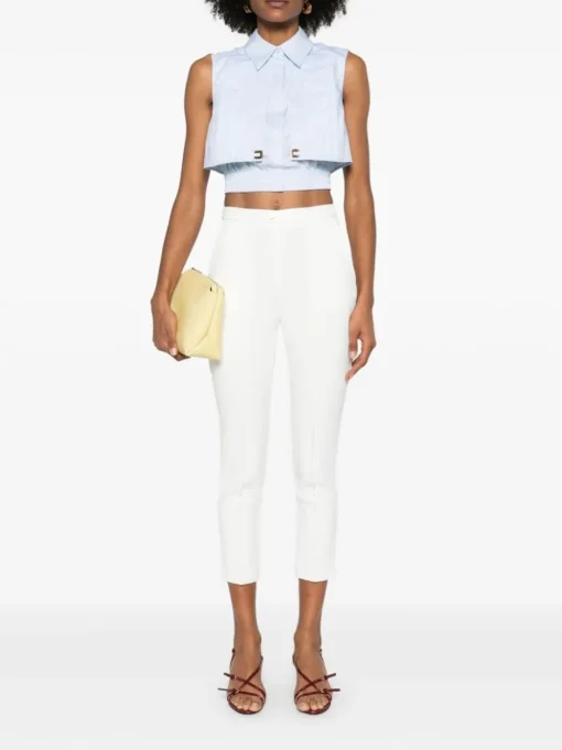 ELISABETTA FRANCHI Crepe trousers with logo plaque