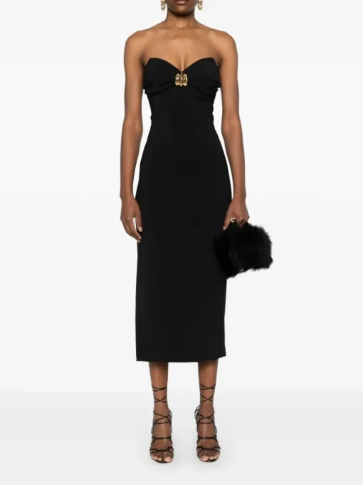 ELISABETTA FRANCHI Crepe midi dress with bow
