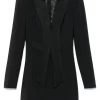 ELISABETTA FRANCHI Short crepe dress with satin lapels