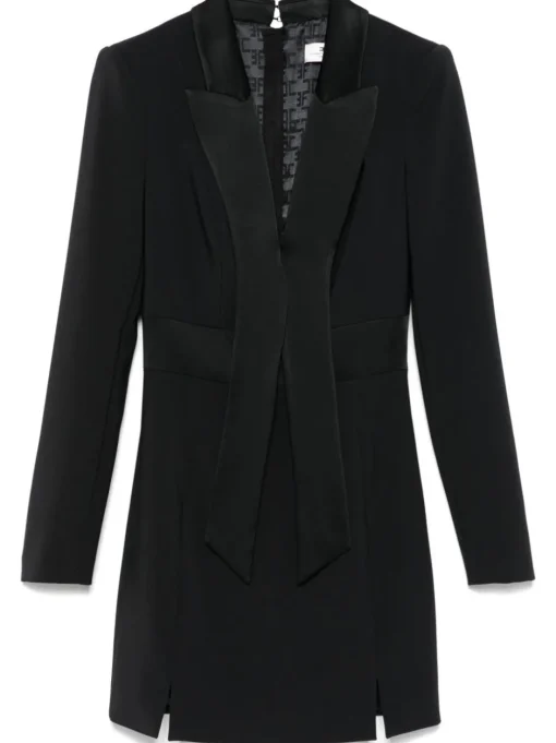 ELISABETTA FRANCHI Short crepe dress with satin lapels