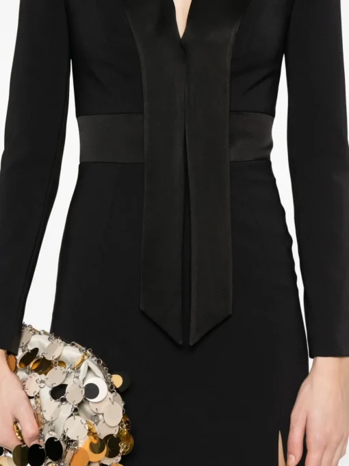 ELISABETTA FRANCHI Short crepe dress with satin lapels