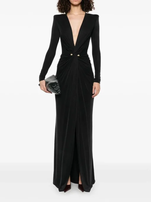 ELISABETTA FRANCHI Jersey evening dress with piercing detail