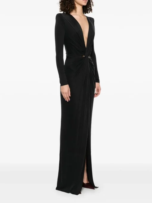ELISABETTA FRANCHI Jersey evening dress with piercing detail