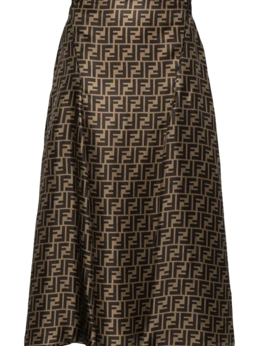 FENDI , High-waisted FF twill skirt