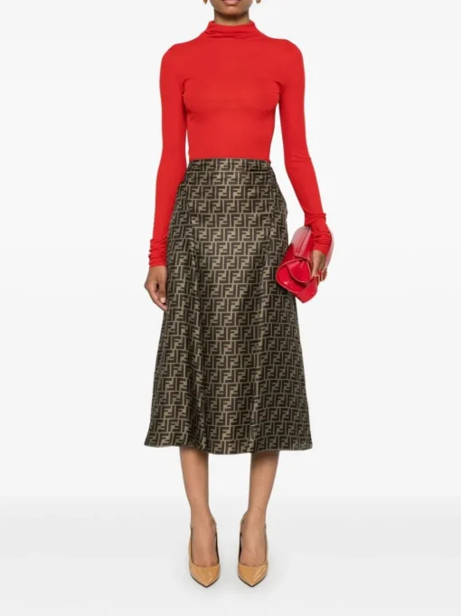 FENDI , High-waisted FF twill skirt