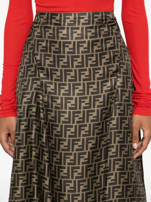 FENDI , High-waisted FF twill skirt
