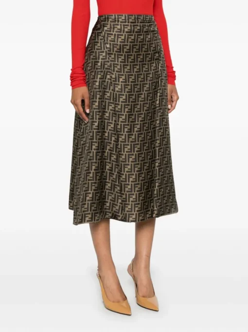 FENDI , High-waisted FF twill skirt