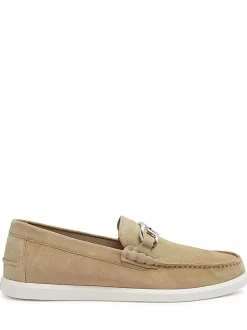 FENDI OLock Light loafer Beige suede moccasin