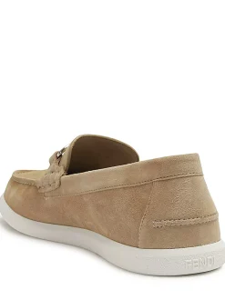 FENDI OLock Light loafer Beige suede moccasin