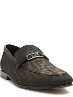 FENDI OLock loafer Brown FF Jacquard moccasin