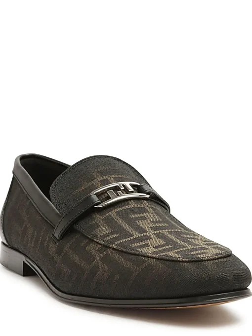 FENDI OLock loafer Brown FF Jacquard moccasin