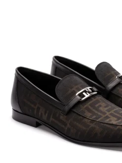 FENDI OLock loafer Brown FF Jacquard moccasin