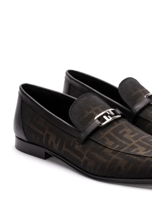 FENDI OLock loafer Brown FF Jacquard moccasin