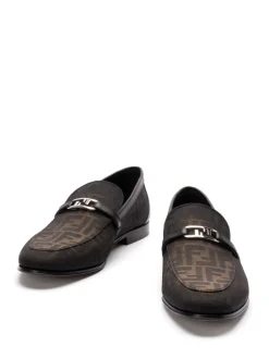 FENDI OLock loafer Brown FF Jacquard moccasin