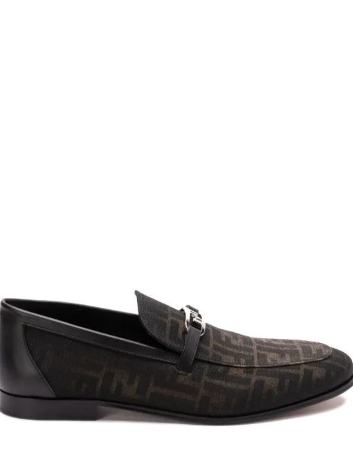 FENDI OLock loafer Brown FF Jacquard moccasin