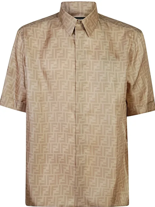 FENDI Shirt Beige FF silk shirt