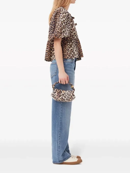 GANNI Bou mini leopard tote bag