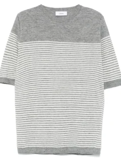LARDINI Fine-knit t-shirt with white stripes