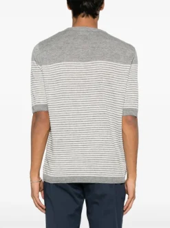 LARDINI Fine-knit t-shirt with white stripes
