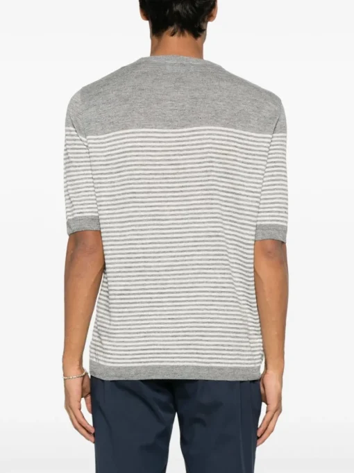 LARDINI Fine-knit t-shirt with white stripes