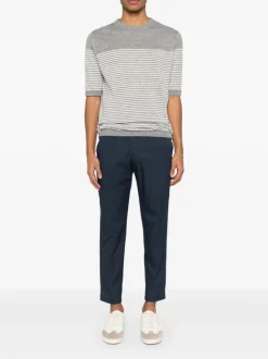 LARDINI Fine-knit t-shirt with white stripes
